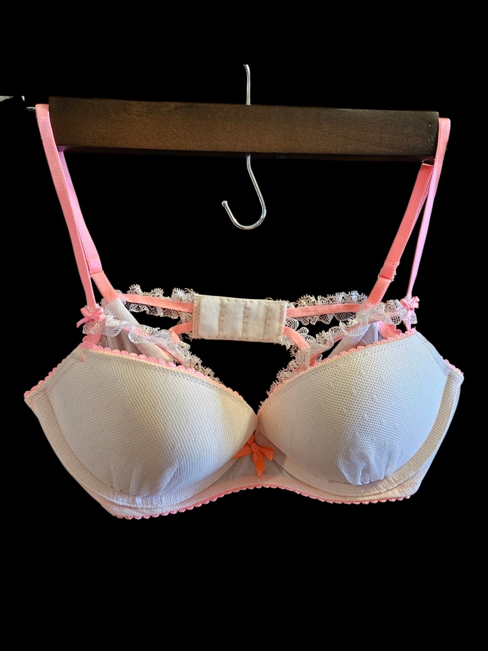 Victoria's Secret White Bra with Pink Trim and Bow
